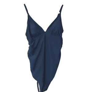 Cupshe Maternity Dark Teal One Piece Swimsuit Side Ruching Spaghetti Straps L
